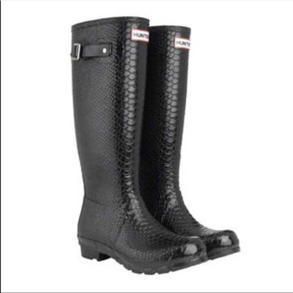 Hunter Carnaby Boa Snake Tall Rain Boots Sz 7